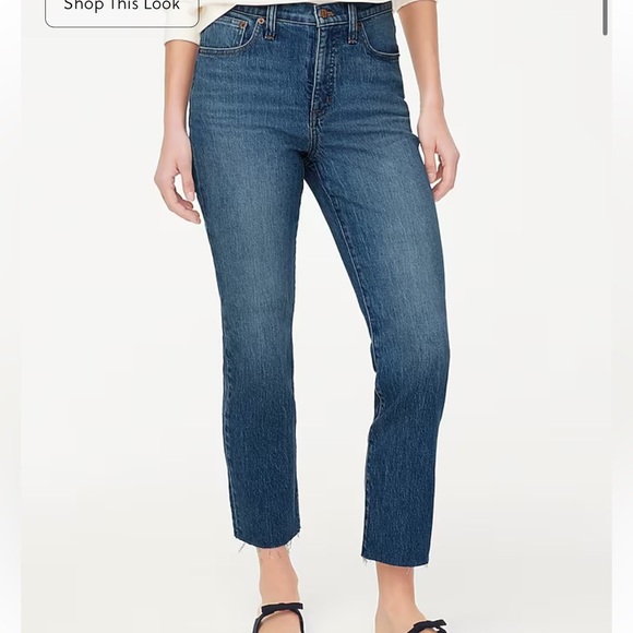 J Crew essential straight high rise dark wash raw hem jeans size 29 new - Picture 1 of 12